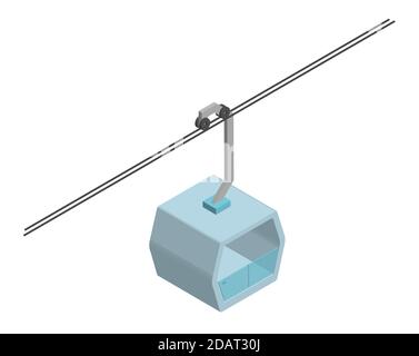 cabin of the ski lift in isometric view. Isolated vector on white background Stock Vector