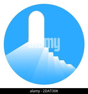 Light from the doorway. Step up to success. Vector round logo Stock Vector