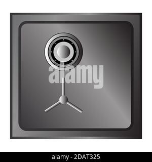 steel safe with combination lock in gray gradient. The icon. Isolated vector Stock Vector