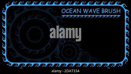 Brush and ornament elements ocean waves for smooth and rounded elements. Minimalistic pattern on a white background Stock Vector