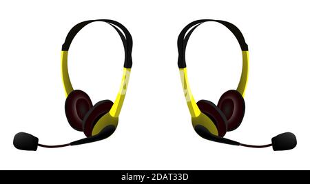 acoustic headphones with a microphone. Headset for a call center operator. Isolated vector on white background Stock Vector