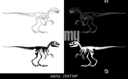 skeleton of a prehistoric dinosaur, tyrex. Design element. Isolated vector in linear style Stock Vector