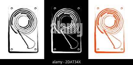 Hard disk with internal device and mechanisms. Color icon. Isolated vector Stock Vector