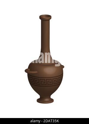 Greek vase, a jug with a high top with elements of ornament, patterns. Isolated vector on white background Stock Vector