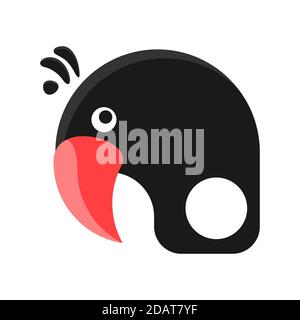 Abstract macaw parrot icon in a flat style on a white isolated background. Vector image Stock Vector