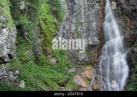 small waterfall among the forest Stock Photo
