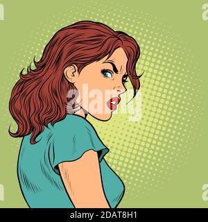The woman on the face of the emotion disgust Stock Vector