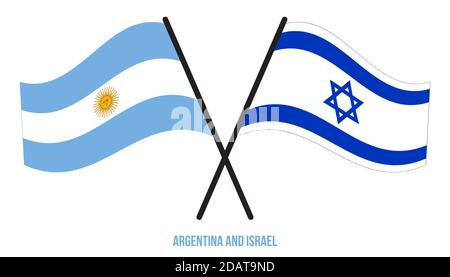 Israel and Argentina Flags Crossed And Waving Flat Style. Official ...