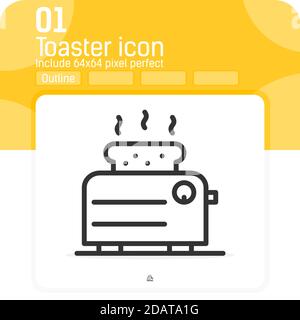 Outline toaster icon with lineal style isolated on white background. Vector illustration line toaster sign symbol icon for web design, ui, ux, food Stock Vector