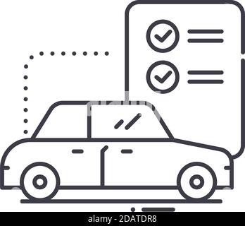 Car state inspecion icon, linear isolated illustration, thin line vector, web design sign, outline concept symbol with editable stroke on white Stock Vector