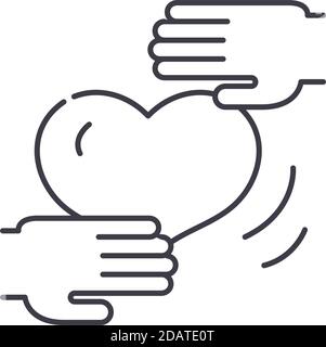 Caring attitude icon, linear isolated illustration, thin line vector, web design sign, outline concept symbol with editable stroke on white background Stock Vector