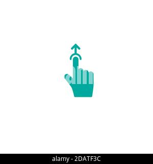 Swipe up or scroll icon. Pointing hand with arrow up. Flat black line picrtogram isolated on white. touch screen button. Stock Vector