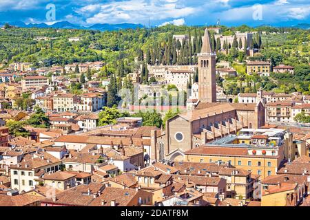 Verona Basilica di Santa Anastasia and Castel San Pietro view, Veneto region of Italy Stock Photo