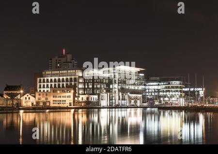 Cork City, Cork, Ireland. 15th November, 2020. A view of the new Navagation Square building at high tide in Cork City, Ireland. Credit; David Creedon / Alamy Live News Stock Photo