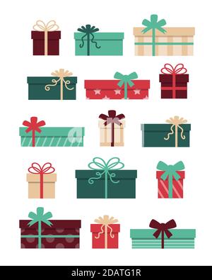 Set of christmas gift boxes with bows vector Stock Photo