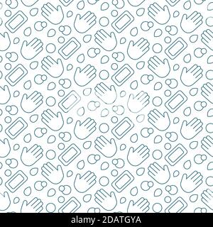 wash your hands soap bubble seamless pattern doodle vector. hand drawn illustration. Poster, sticker, badge Stock Vector