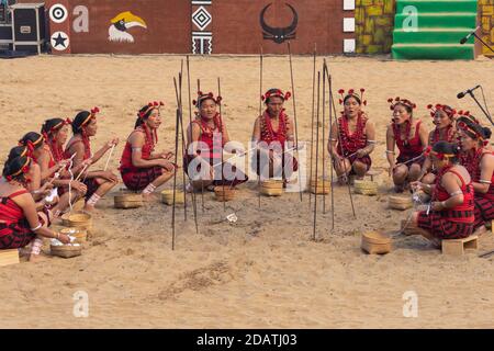 Tribal people performing during a cultural program on the celebration ...