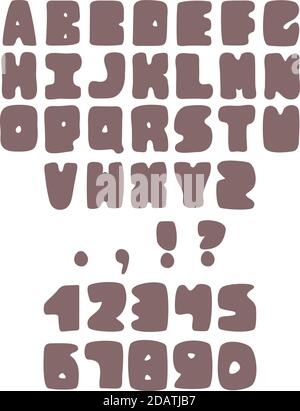 Simple doodled cute english alphabet and numbers Stock Vector