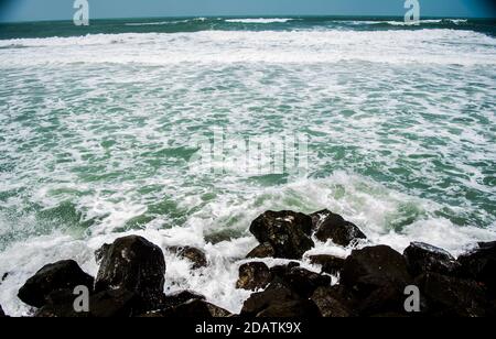 Sea beach of dwarkadhish temple of dwarka Gujarat India Stock Photo