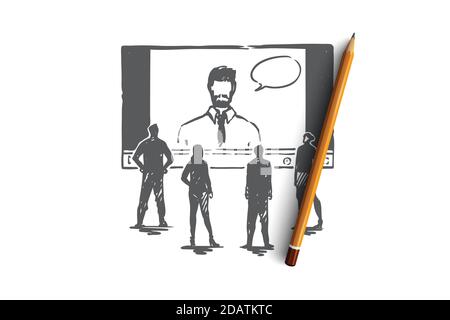 Online, learning, system, web, training concept. Hand drawn isolated vector. Stock Vector