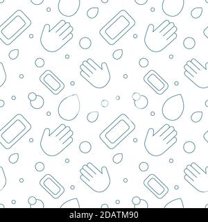 wash your hands soap bubble seamless pattern doodle vector. hand drawn illustration. Poster, sticker, badge Stock Vector