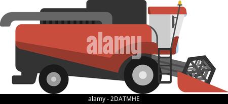 Combine harvester side view, flat vector illustration on white background Stock Vector