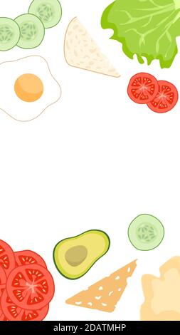 frame sandwich template, lunch food cook vector Stock Vector
