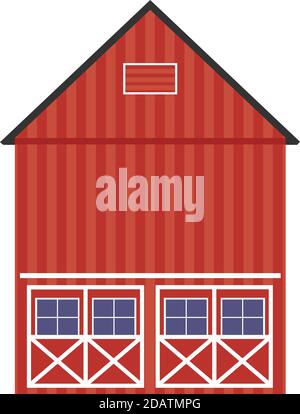 Agriculture And Farming, Barn Building Field Farmland Countryside Flat Vector Illustration Stock Vector