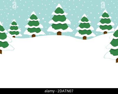Winter background with empty place for text, Snowy forest landscape. flat vector illustration Stock Vector