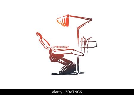 Dentist, chair, medical, care, dentistry concept. Hand drawn isolated vector. Stock Vector