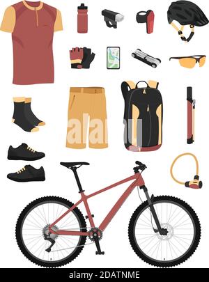 mountain bike hardtail equipment and accessories. color vector illustration Stock Vector