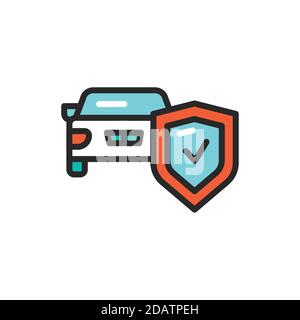 Car insurance color line icon. Isolated vector element. Stock Vector