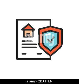 Title insurance color line icon. Isolated vector element. Stock Vector