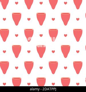 seamless doodle pattern. menstrual cup. vector illustration Stock Vector