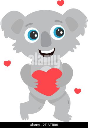 cute australian koala holding a heart in her hands Stock Vector