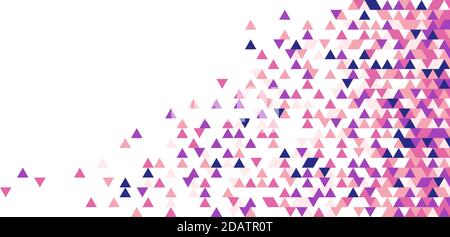 Abstract pink, purple, blue geometric triangles shape mosaic pattern on white background with space for your text. Vector illustration Stock Vector
