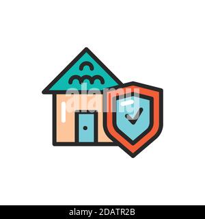 Home insurance color line icon. Isolated vector element. Stock Vector