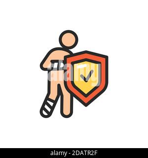 Accident insurance color line icon. Isolated vector element. Stock Vector