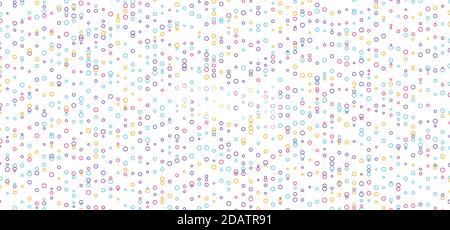 Abstract colorful many circles border pattern on white background. Random size dot decoration wallpaper. Vector illustration Stock Vector