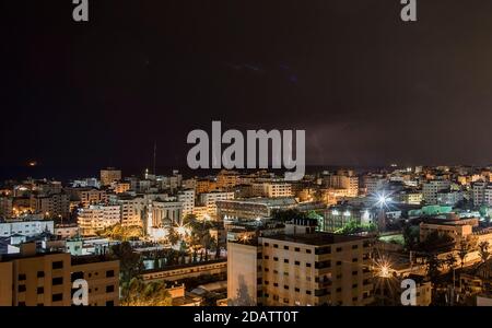 November 15, 2020, Gaza City, The Gaza Strip, Palestine: Lightning lights up the sky over Gaza city during a storm. (Credit Image: © Abed Alrahman Alkahlout/Quds Net News via ZUMA Wire) Stock Photo