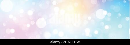 Multicolored blurred bokeh on a colored background panorama Stock Vector