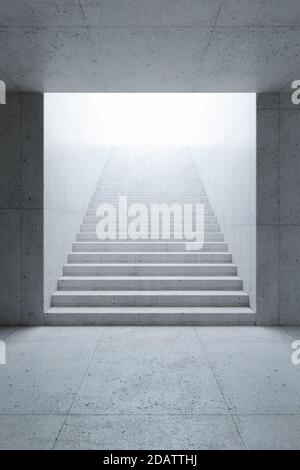 blank concrete space interior with stairs, 3d rendering Stock Photo