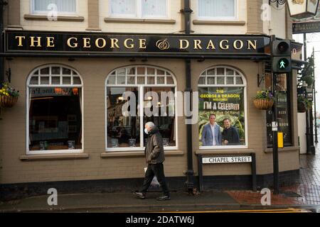 Window displays in Abergele, North Wales, ahead of the launch of the new series of I'm A Celebrity...Get Me Out Of Here! which is taking place at Gwrych Castle. Stock Photo