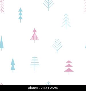 Seamless abstract pattern with unique line trees Stock Vector