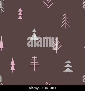 Seamless abstract pattern with unique line trees Stock Vector