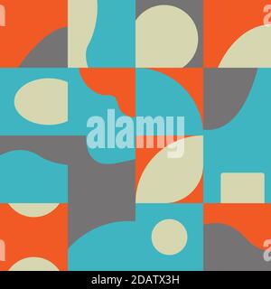 Seamless pattern in Bauhaus style with unique geometric abstract shapes Stock Vector