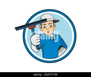 Cartoon character of cleaning service worker design illustration vector eps format , suitable for your design needs, logo, illustration, animation, et Stock Vector