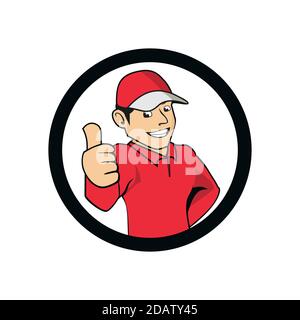 Cartoon character good boy delivery illustration vector eps format , suitable for your design needs, logo, illustration, animation, etc. Stock Vector