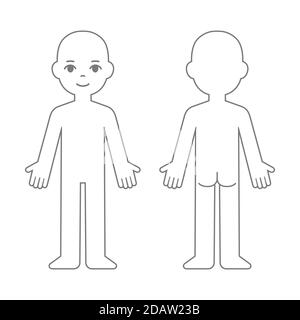 Cartoon child body chart, front and back view. Blank girl body outline  template. Isolated vector illustration Stock Vector Image & Art - Alamy