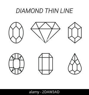 Diamond icon set. Abstract jewelry gemstones, crystals. Jewelry logo design. Vector on isolated white background. EPS 10 Stock Vector